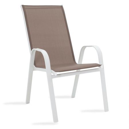Fotoliu Calan  metal alb-textilenă maro 54x74x91cm