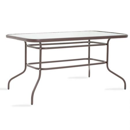 Masă Ensure  din metal, maro-sticlă, 140x80x70cm