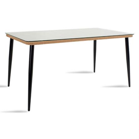 Masă Naoki  metal negru-pe sticlă naturală 160x90x78cm