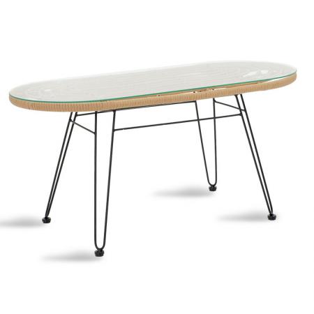 Masă Naoki  metal negru-pe sticlă naturală 100x45x46cm