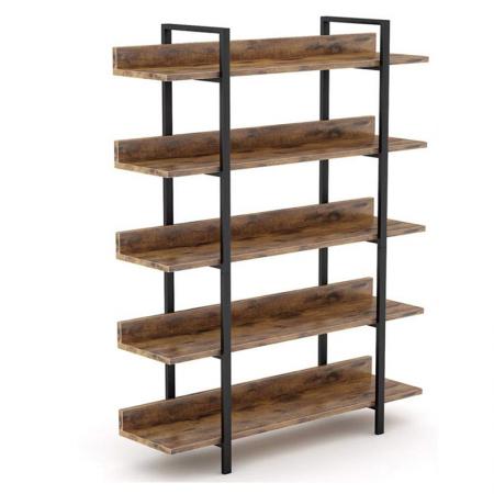 Bibliotecă Almond  nuc-negru 119x27x185cm