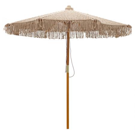 Umbrelă profesională Renny  macrame bej - lemn de fag D2.5m