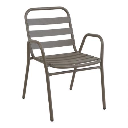 Fotoliu Sussie  stack șampanie metal cu lamele din aluminiu 45x62x76cm