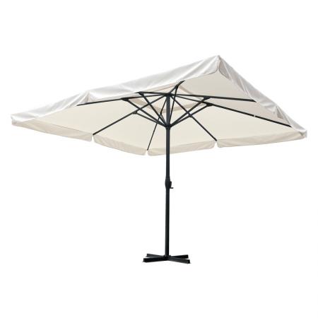 Umbrelă profesională Shoreline  plasă dintr-o singură bucată din material textil bej-aluminiu 4x4x2.9m