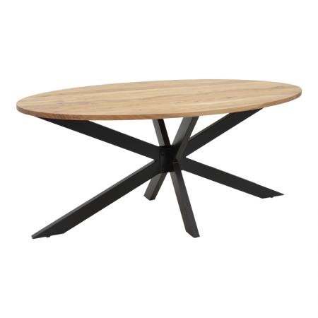 Masă Bonre  lemn masiv de salcâm natural - picior metal negru 175x96x76cm