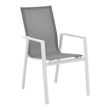 Fotoliu de grădină Dashiell  metal alb textilenă gri deschis 71x58x94cm