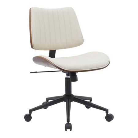 Scaun de birou Amani  bej placaj pu-nuc 52x54x90.5cm
