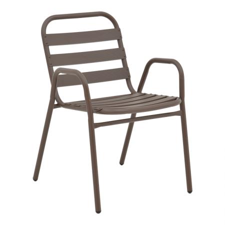 Fotoliu Sussie  stivat maro metal cu lamele din aluminiu 45x62x76cm