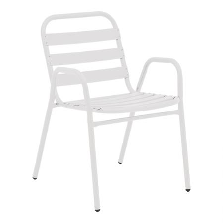 Fotoliu Sussie  stivat metal alb cu lamele din aluminiu 45x62x76cm