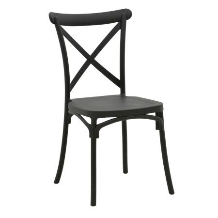 Scaun Crossie stivuibil  pp în nuanță gri închis 38x46.5x82cm