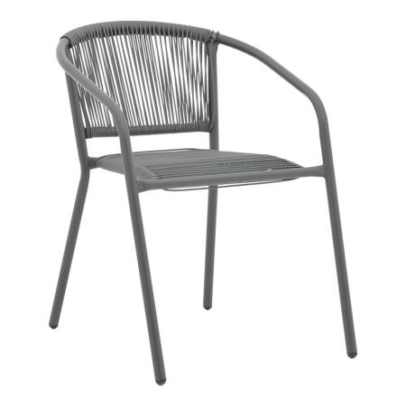 Fotoliu suprapunbil Lindaria  din metal și ratan, culoare gri închis, 54x63x74cm