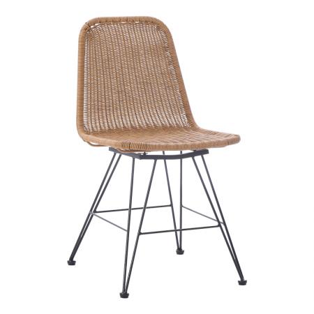 Scaun Pamela Pakoworld din ratan natural cu picioare metalice negre, 44x58x82cm