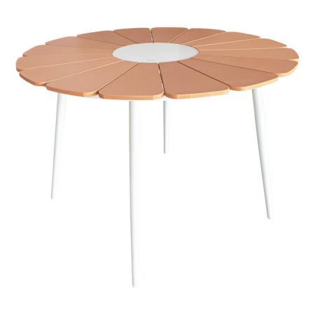 Masa Pinap Pakoworld Alb Aluminiu Si Placaj In Nuanta Naturala D110x74cm