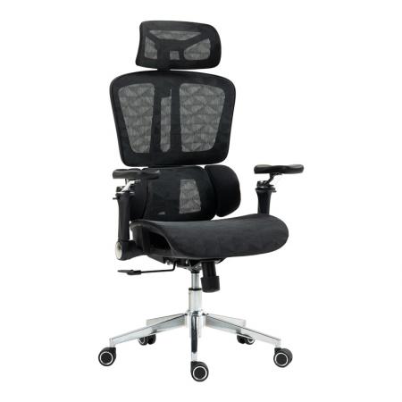 Scaun de lucru manager Jeffer  plasă în culoarea neagră 67x62x115-125cm