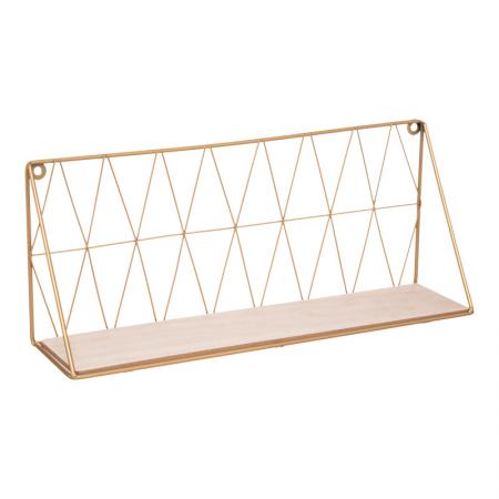 Raft de perete Anneza  din metal-MDF, culoare auriu natural, 48x12x20cm