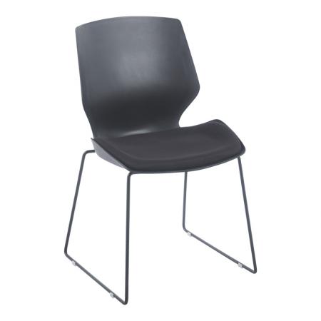 Scaun de vizitator original Pakoworld din PP-PU, negru, cu pernă, 47x52x85cm