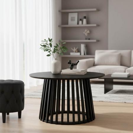 Masă de cafea Domonic  din MDF, culoare neagră, D80x45cm