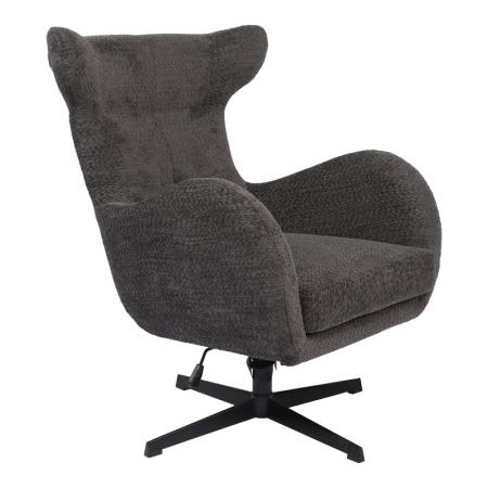 Fotoliu rotativ Zefrina  gri închis, material textil și bază neagră 77x82x100-107cm