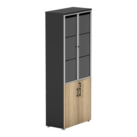 Bibliotecă profesională Lotus  cu uși din sticlă în culoarea natural-anhracit 80x40x200cm
