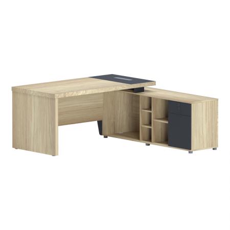 Birou profesional Lotus  cu colț drept în nuanță naturală-antracit 180x180x75cm