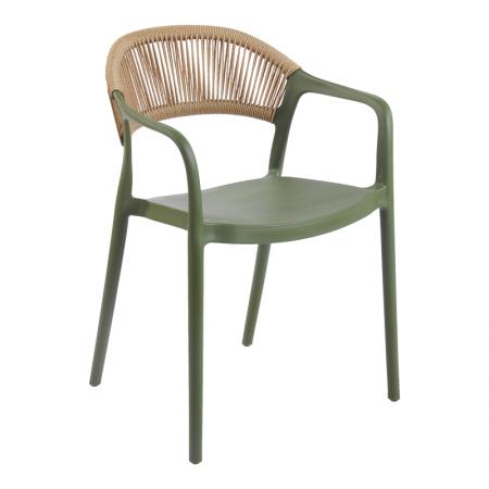 Fotoliu suprapunbil Ankara  din ratan verde măsliniu și culoare naturală 54x55.5x77cm