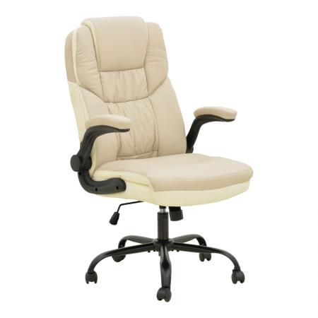Scaun de birou managerial Stellar Pakoworld din PU, nuanță bej-ecru, 70x77x110-119cm