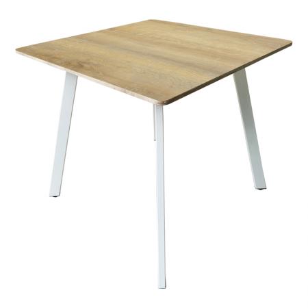 Masă Squaro  sonoma mdf cu picioare metalice albe 80x80x75cm