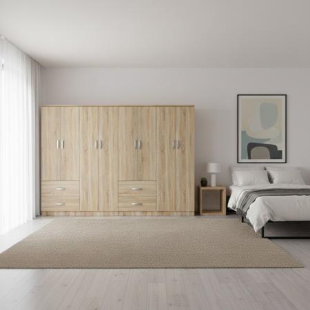 Dulap Athos Pakoworld cu opt uși Sonoma 241x42x181cm