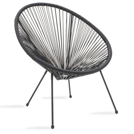 Fotoliu Acapulco  din metal-ratan, nuanță neagră, 68,5x74,5x84cm