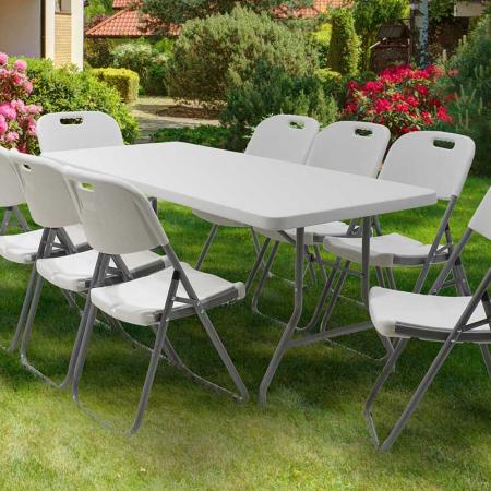 Masă pliabilă pentru catering și conferințe Aprilia , culoare granit alb, 183x76x74cm