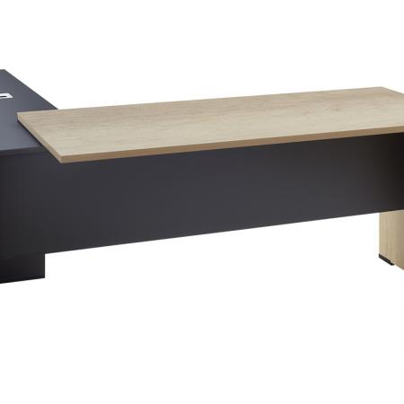 Birou comercial reversibil Lotus  stejar-gri închis 180x160x75cm
