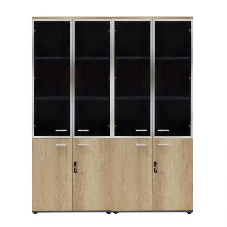 Dulapuri Lotus  cu 2 uși din sticlă/lemn, culoare stejar-gri închis 160x45x180cm
